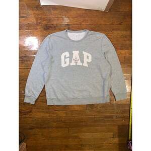 GAP Crewneck Sweatshirt Mens XL Gray Embroidered Logo Pullover Spellout